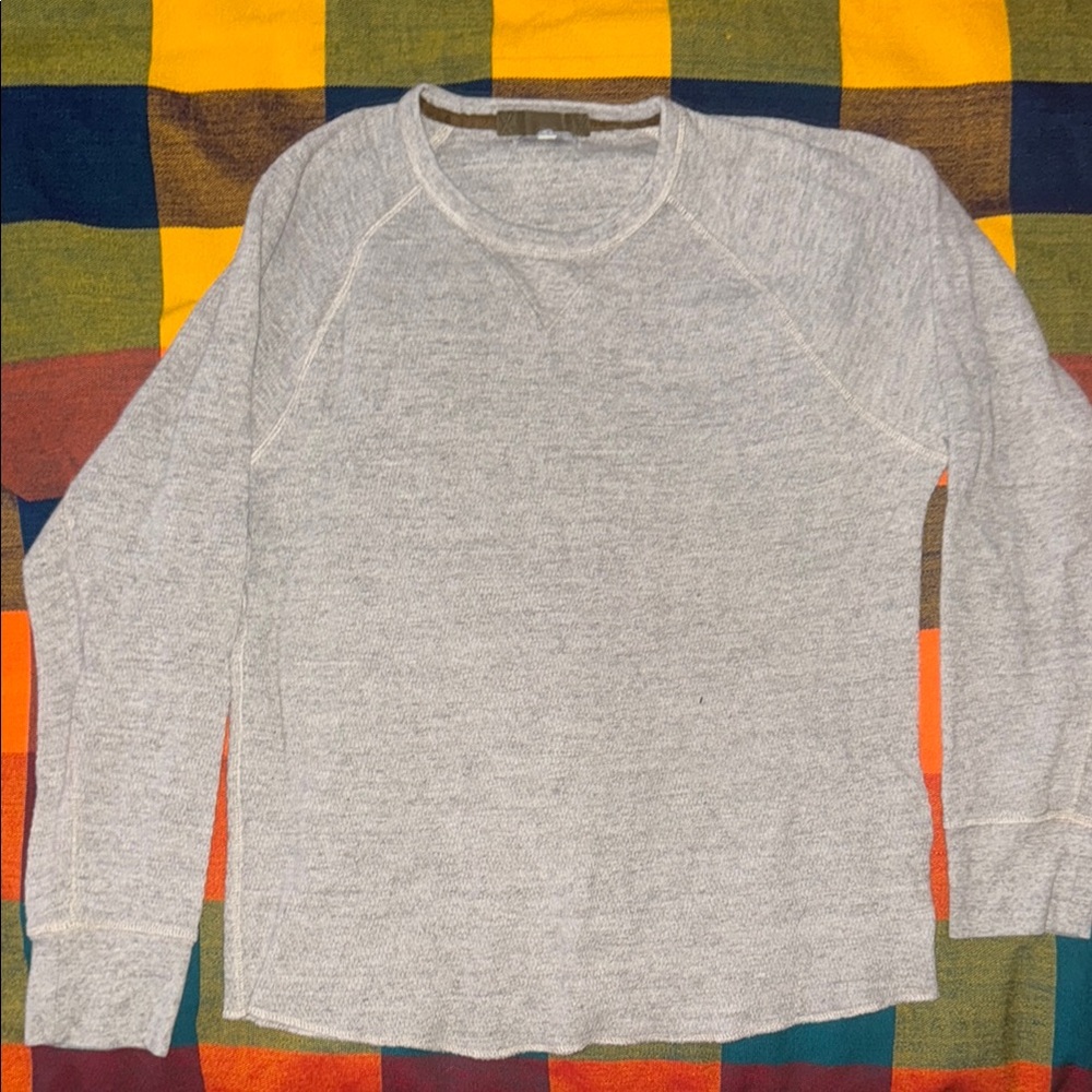 Wallace & Barnes Gray Thermal honeycomb Long Sleeve Shirt Medium J Cew